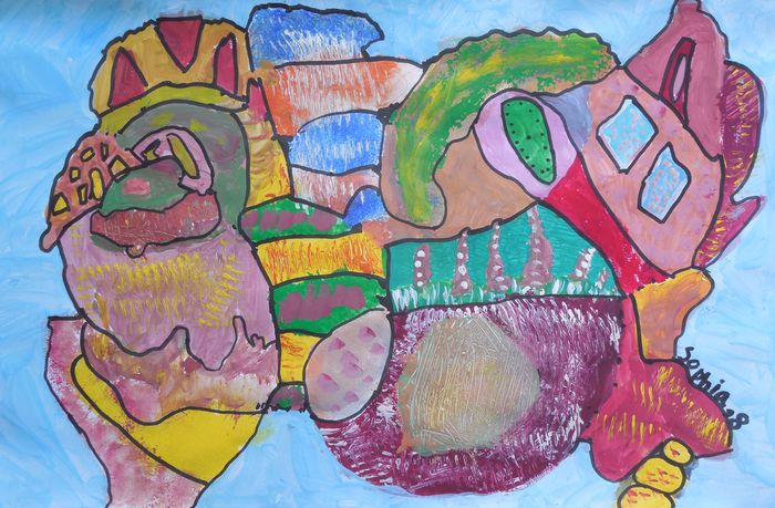 Art Studio PALETTE. Sophia Moore Picture.  Tempera Fantasy Abstract 