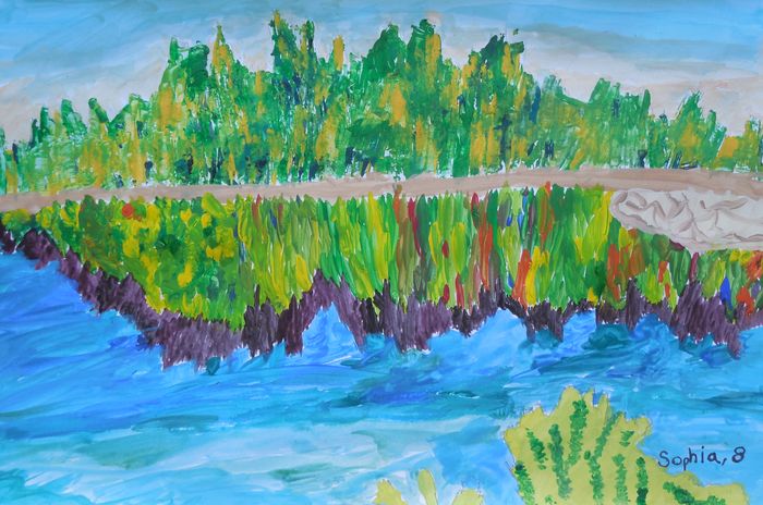 Art Studio PALETTE. Sophia Moore Picture.  Tempera Landscape Nature 