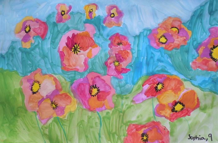 Art Studio PALETTE. Sophia Moore Picture.  Tempera Plants Garden 