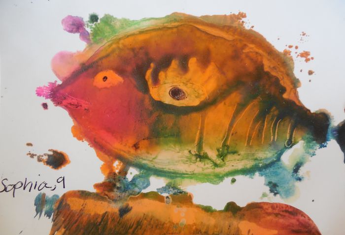 Art Studio PALETTE. Sophia Moore Picture.  Wax Animals Fish 