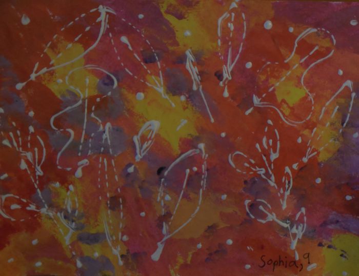 Art Studio PALETTE. Sophia Moore Picture.  Tempera Plants Leaves 