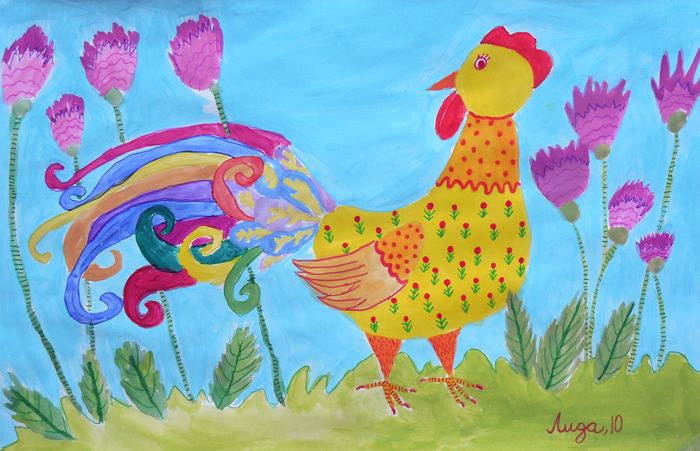 Art Studio PALETTE. Lisa Paskar Picture.  Marker, Tempera Dec. Art Birds 