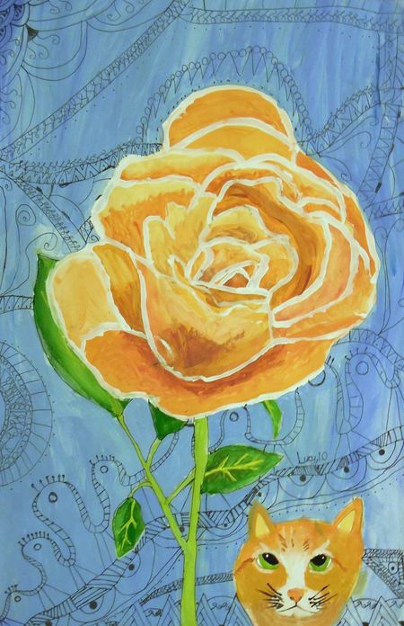 Art Studio PALETTE. Lucy Zhang Picture.  Marker, Tempera Animals Cats 