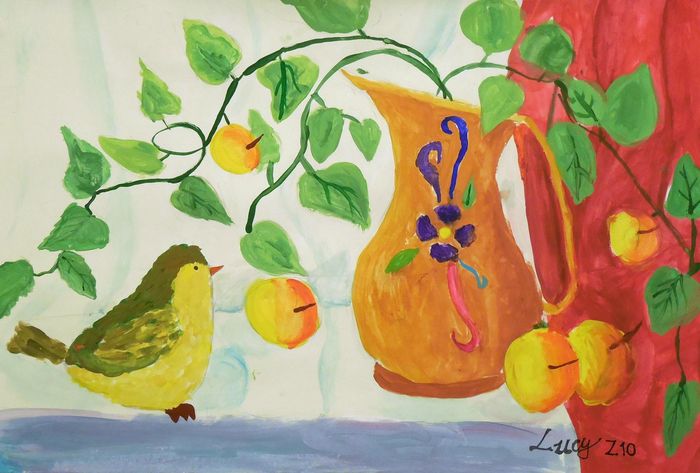 Art Studio PALETTE. Lucy Zhang Picture.  Tempera Still Life Still Life 