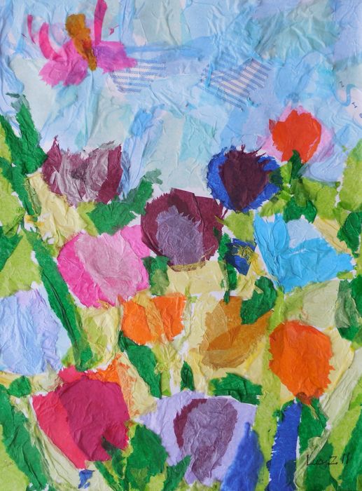 Art Studio PALETTE. Lucy Zhang Picture.  Applique Plants Flowers 