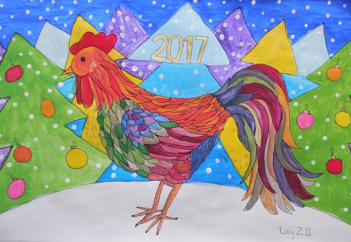 Art Studio PALETTE. Lucy Zhang Picture.  Marker, Tempera Holidays New Year 