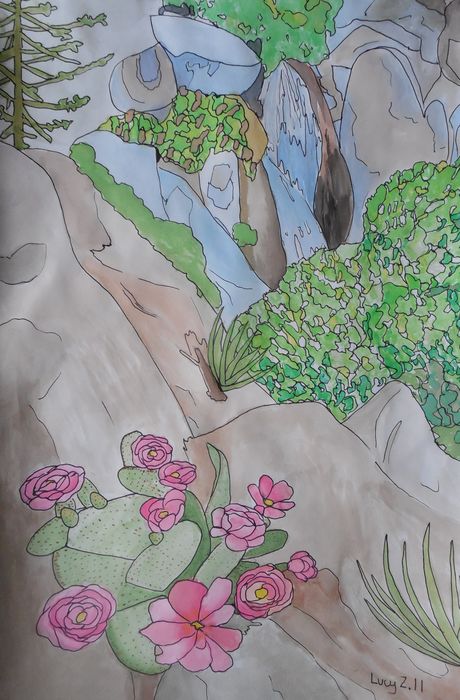 Art Studio PALETTE. Lucy Zhang Picture.  Watercolour, Ink Landscape Nature 