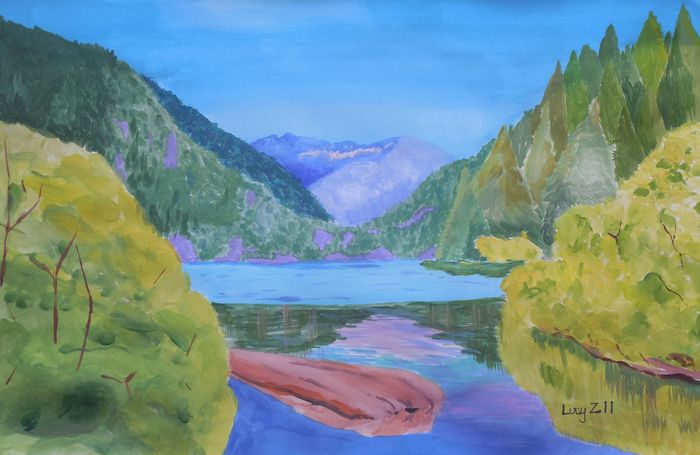 Art Studio PALETTE. Lucy Zhang Picture.  Tempera Landscape Nature 