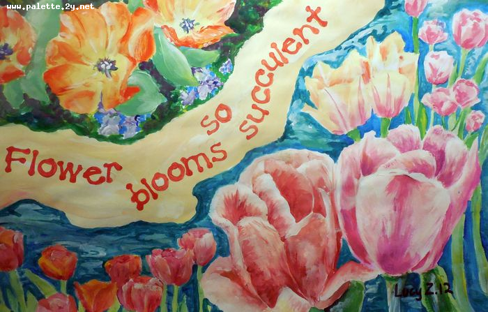 Art Studio PALETTE. Lucy Zhang Picture.  Tempera Plants Flowers Flower Blooms So Succulent