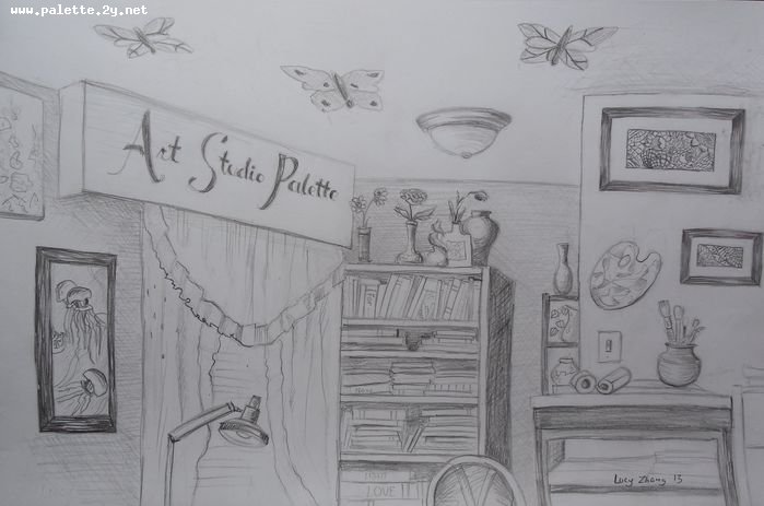 Art Studio PALETTE. Lucy Zhang Picture.  Pencil Design Interior 