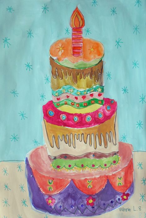Art Studio PALETTE. Winnie Luan Picture.  Marker, Tempera Fantasy Cakes 