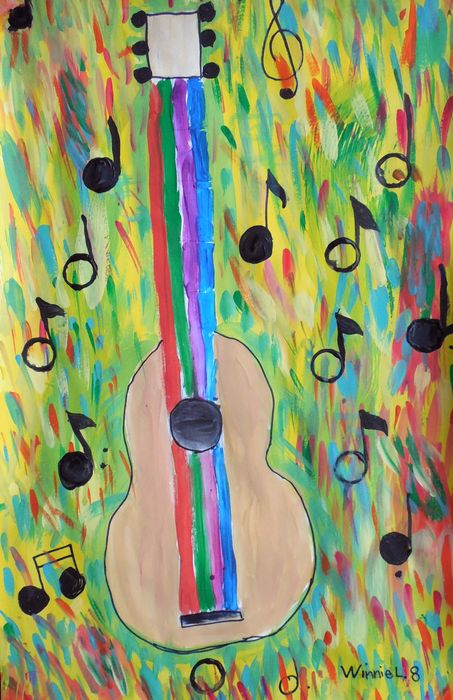 Art Studio PALETTE. Winnie Luan Picture.  Tempera Still Life Music 