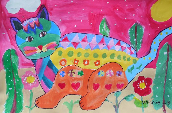 Art Studio PALETTE. Winnie Luan Picture.  Tempera Dec. Art Cats 