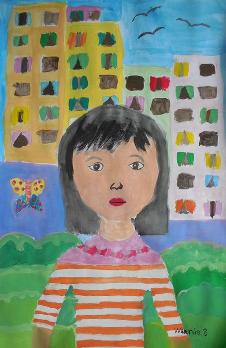Art Studio PALETTE. Winnie Luan Picture.  Tempera People Selfportrait 