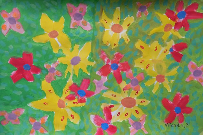 Art Studio PALETTE. Winnie Luan Picture.  Tempera Plants Flowers 