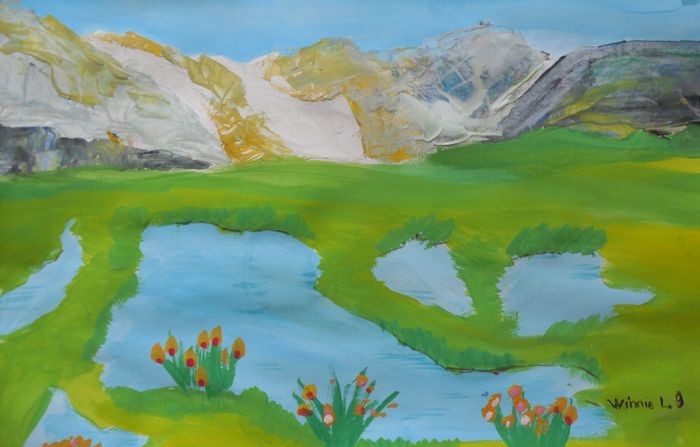 Art Studio PALETTE. Winnie Luan Picture.  Tempera Landscape Nature 