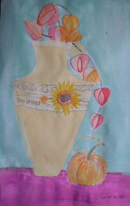 Art Studio PALETTE. Laura Zaviziena Picture.  Tempera Still Life Still Life 