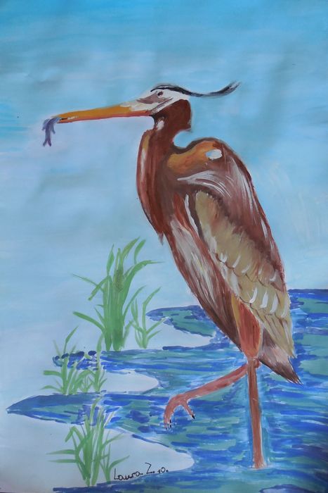 Art Studio PALETTE. Laura Zaviziena Picture.  Tempera Animals Birds 