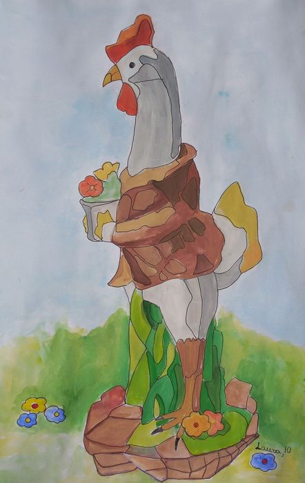 Art Studio PALETTE. Laura Zaviziena Picture.  Marker, Tempera Animals Birds 