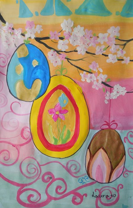 Art Studio PALETTE. Laura Zaviziena Picture.  Tempera Holidays Easter 