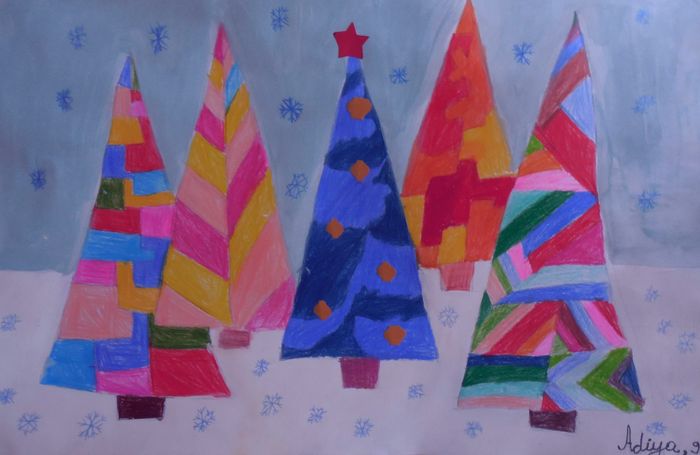 Art Studio PALETTE. Adiya Minassipova Picture.  Mixed Media Holidays New Year 