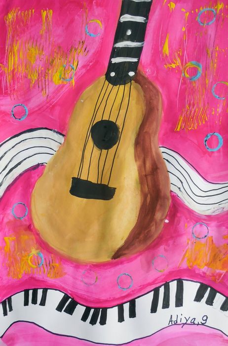 Art Studio PALETTE. Adiya Minassipova Picture.  Marker, Tempera Still Life Music 