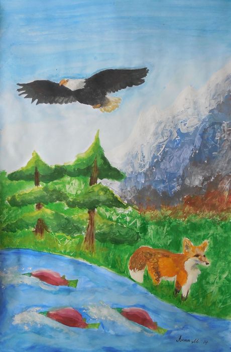 Art Studio PALETTE. Anna Makarenko Picture.  Tempera Animals Mix 