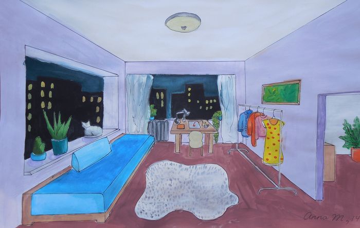 Art Studio PALETTE. Anna Makarenko Picture.  Marker, Tempera Design Interior 