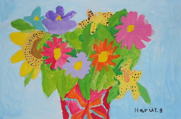 Art Studio PALETTE. Haru Yamanouchi Picture.  Tempera Plants Flowers 