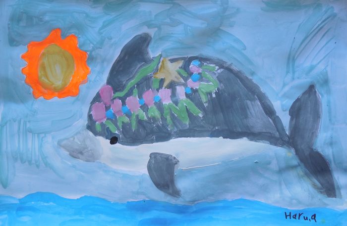 Art Studio PALETTE. Haru Yamanouchi Picture.  Tempera Animals Fish 