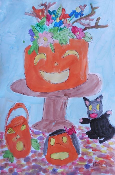 Art Studio PALETTE. Haru Yamanouchi Picture.  Tempera Holidays Halloween 