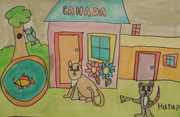 Art Studio PALETTE. Haru Yamanouchi Picture.  Watercolour, Ink Animals Cats 