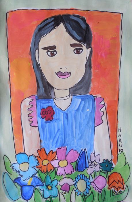 Art Studio PALETTE. Haru Yamanouchi Picture.  Marker, Tempera People Portrait 