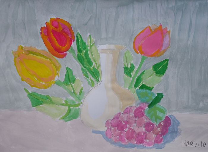 Art Studio PALETTE. Haru Yamanouchi Picture.  Tempera Still Life Still Life 