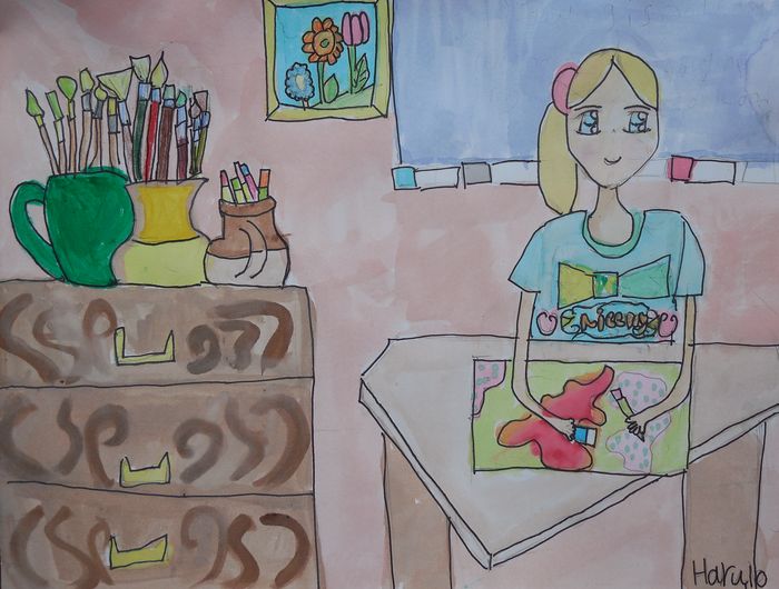 Art Studio PALETTE. Haru Yamanouchi Picture.  Watercolour, Ink People Activities 