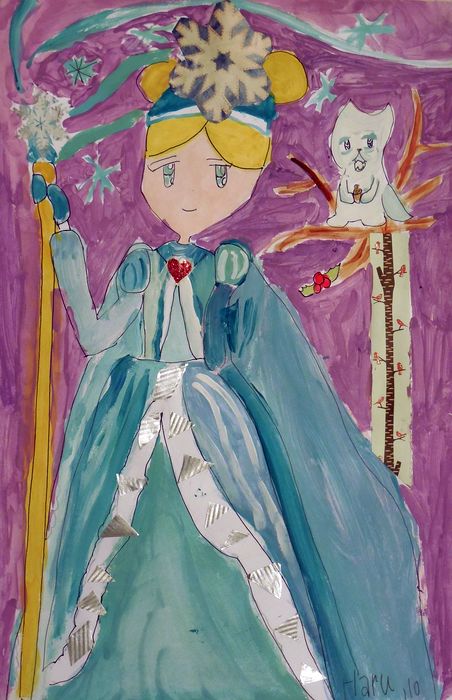 Art Studio PALETTE. Haru Yamanouchi Picture.  Mixed Media Fantasy Snowqueen 