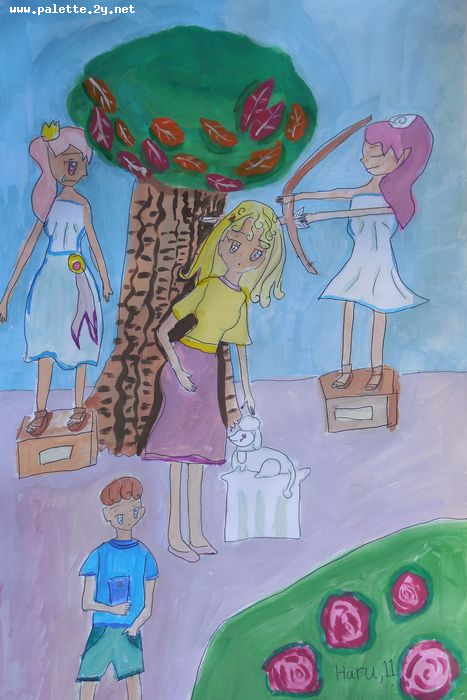 Art Studio PALETTE. Haru Yamanouchi Picture.  Marker, Tempera People Activities 