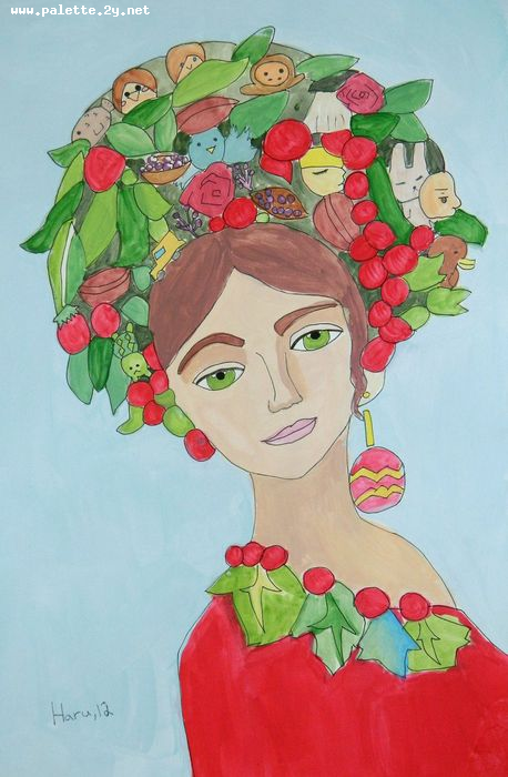 Art Studio PALETTE. Haru Yamanouchi Picture.  Marker, Tempera People Portrait 