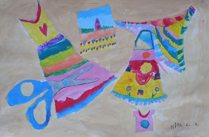 Art Studio PALETTE. Nina Koiava Picture.  Tempera Design Clothes 