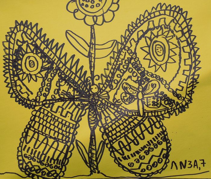 Art Studio PALETTE. Elizabeth Enilenis Picture.  Marker Animals Butterfly 