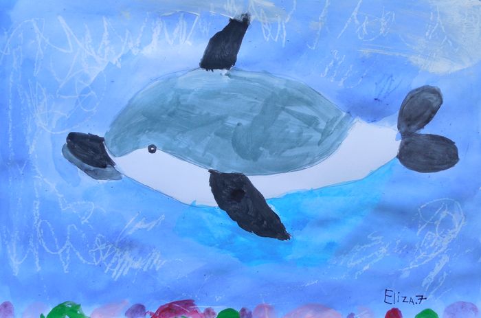 Art Studio PALETTE. Elizabeth Enilenis Picture.  Tempera Animals Fish 