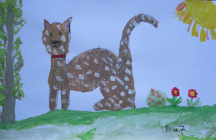 Art Studio PALETTE. Elizabeth Enilenis Picture.  Tempera Animals Cats 