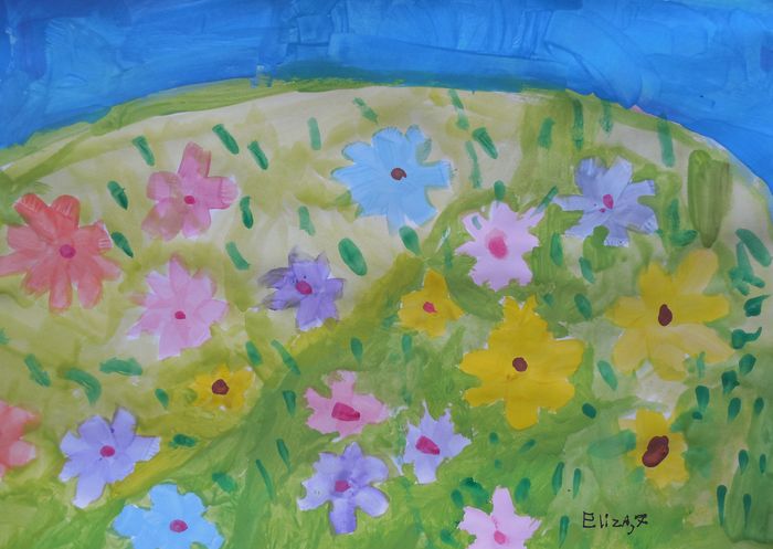 Art Studio PALETTE. Elizabeth Enilenis Picture.  Tempera Plants Flowers 