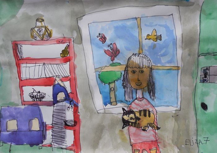 Art Studio PALETTE. Elizabeth Enilenis Picture.  Watercolour, Ink People Selfportrait 