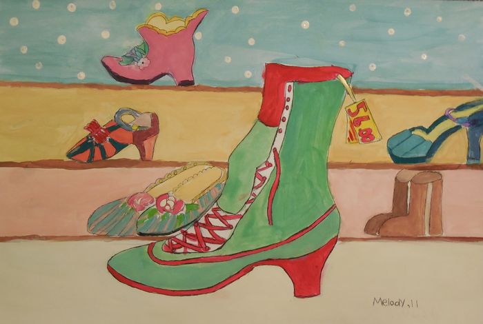 Art Studio PALETTE. Melody Wu Picture.  Tempera Design Footwear 