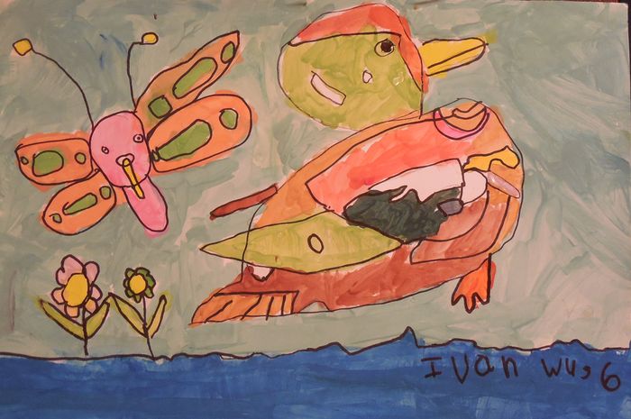 Art Studio PALETTE. Ivan Wu Picture.  Marker, Tempera Animals Birds 