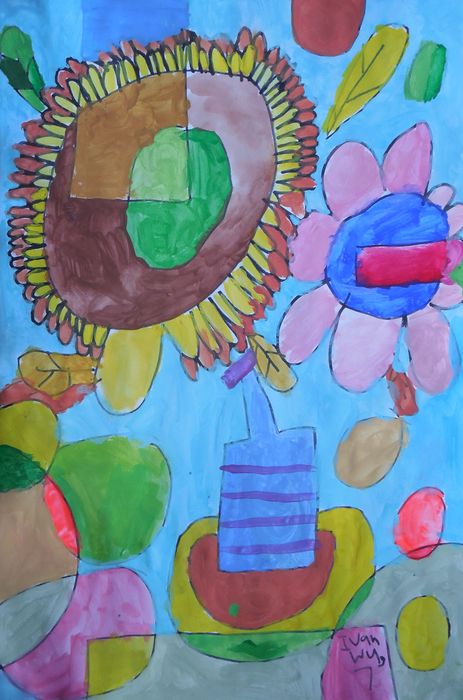 Art Studio PALETTE. Ivan Wu Picture.  Marker, Tempera Still Life Contour Line Drawing 