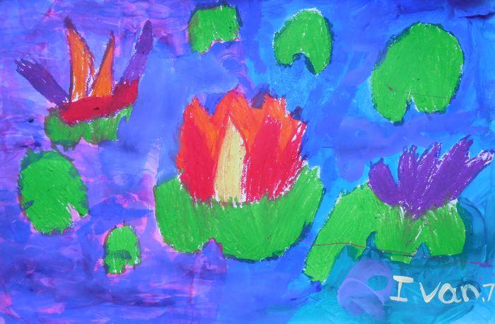 Art Studio PALETTE. Ivan Wu Picture.  Oil Pastel Inspired by Monet 