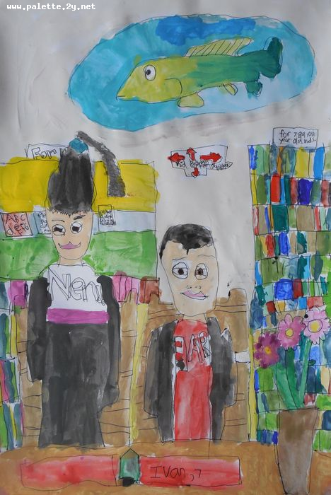 Art Studio PALETTE. Ivan Wu Picture.  Marker, Tempera People Family 