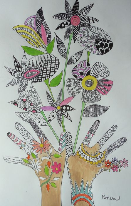 Art Studio PALETTE. Nerissa Wang Picture.  Watercolour, Ink Fantasy Zentangle 
